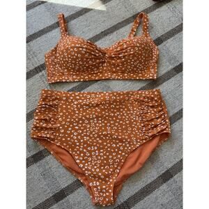 Artesands Swimwear Botticelli Bikini Set Cheetah 16 D/DD Orange White Twist High